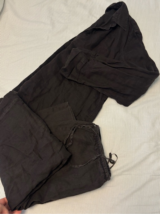 Zara Pants - Zara linen set -chocolate brown - Elastic Waist